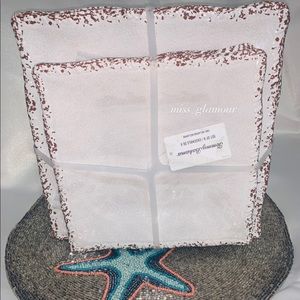 8pc Tommy Bahama Melamine ivory Square Crackle Dinner Salad Set